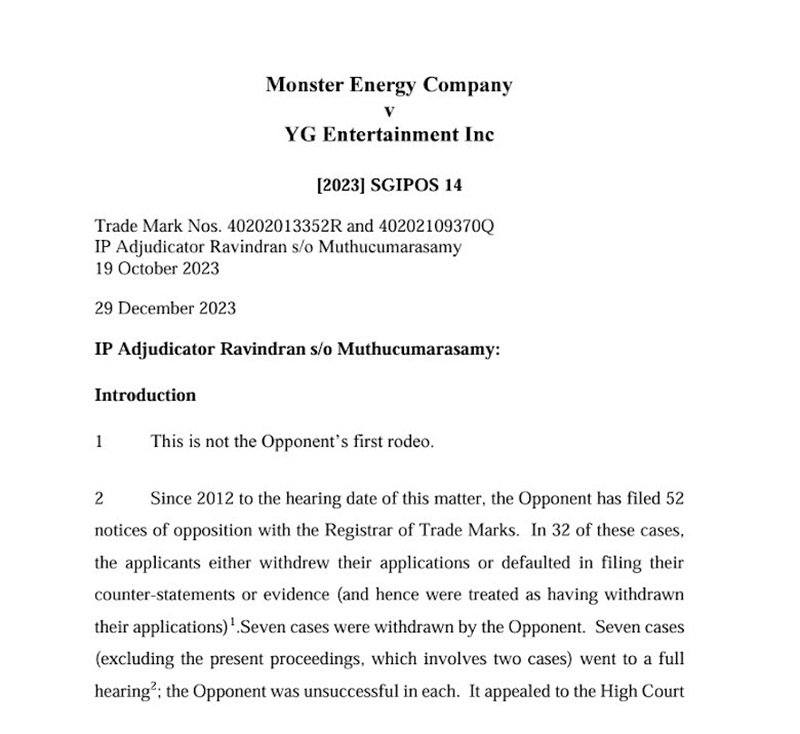 YG Entertainment Menangkan Trademark Melawan Monster Energy